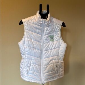 White Puffer Vest with Logo